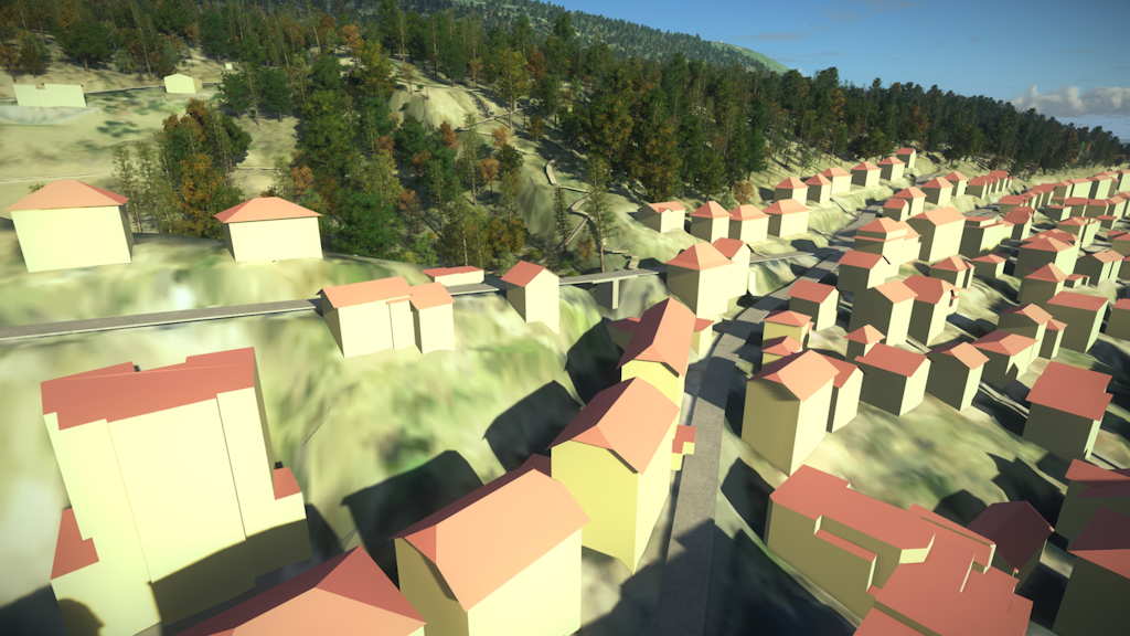 Modell der Stadt Neuchâtel, generiert aus den 3D-Daten von swisstopo
